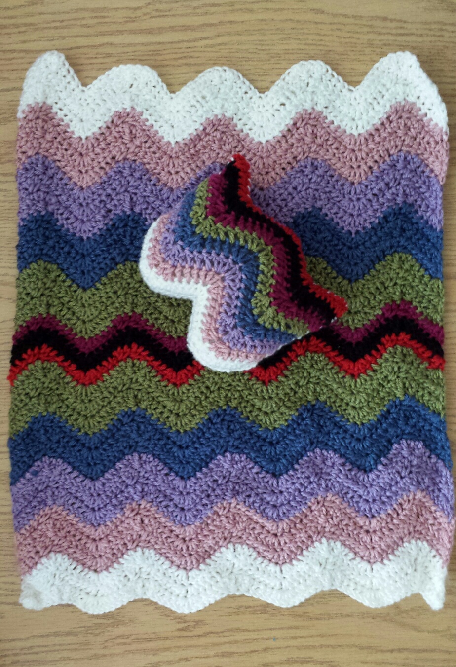 Crochet American Girl Ripple Blanket Matching Pillow
