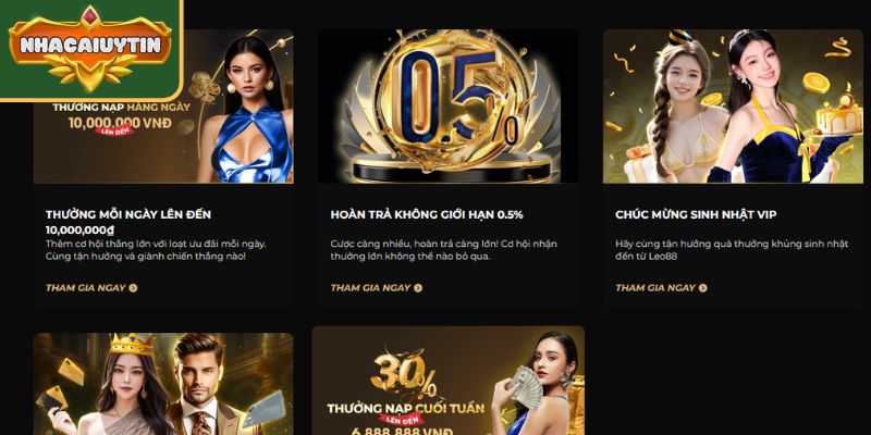 Khuyến Mãi Leo88 – Ưu Đãi Cực Mạnh Mở Ra Cơ Hội Vàng 3 Hoàn vốn giá trị cao hàng tuần